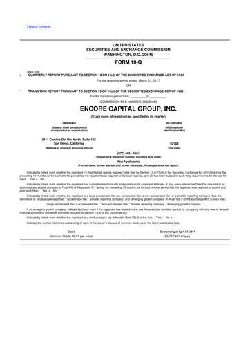 Vorschaubild Encore Capital Group 10-Q Quartalsbericht 2017 