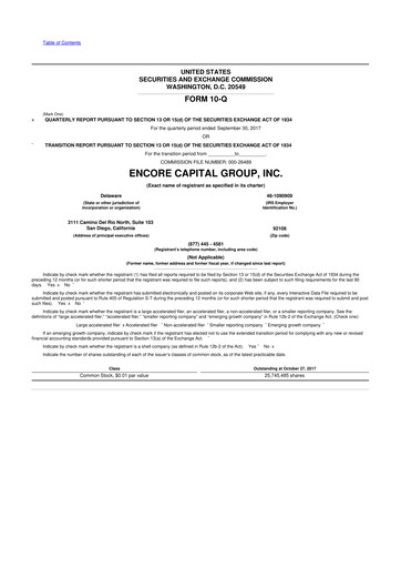 Vorschaubild Encore Capital Group 10-Q Quartalsbericht 2017 