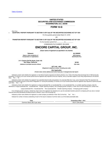 Vorschaubild Encore Capital Group 10-Q Quartalsbericht 2018 