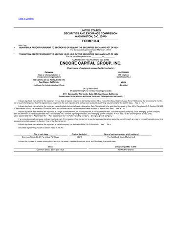 Vorschaubild Encore Capital Group 10-Q Quartalsbericht 2019 