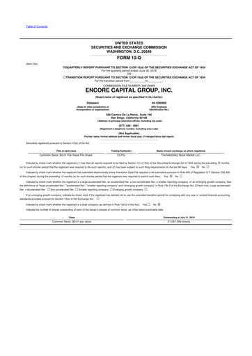 Vorschaubild Encore Capital Group 10-Q Quartalsbericht 2019 