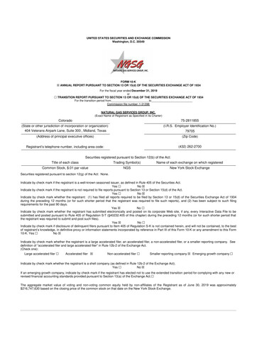 Miniature Natural Gas Services Group 10-K Rapport annuel 2019