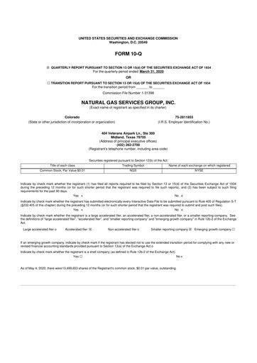 Vorschaubild Natural Gas Services Group 10-Q Quartalsbericht 2020 