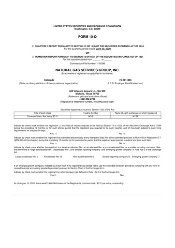 Vorschaubild Natural Gas Services Group 10-Q Quartalsbericht 2020 