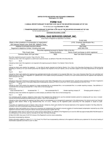 Miniature Natural Gas Services Group 10-K Rapport annuel 2022