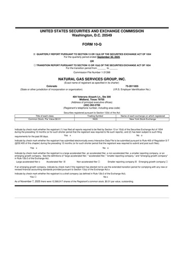 Vorschaubild Natural Gas Services Group 10-Q Quartalsbericht 2025 