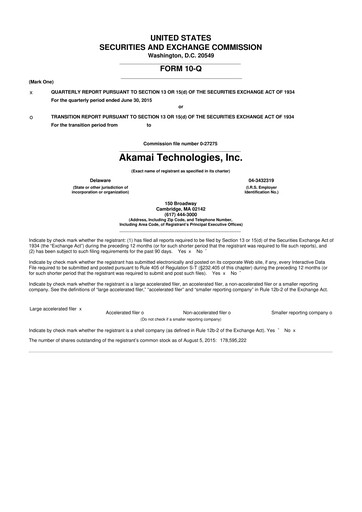 Thumbnail Akamai
 10-Q Quarterly Report FY2015 