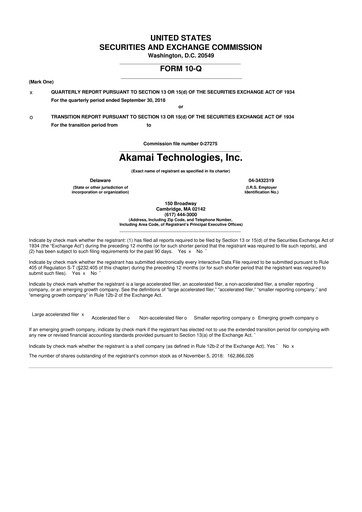 Thumbnail Akamai
 10-Q Quarterly Report FY2018 