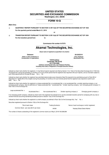 Thumbnail Akamai
 10-Q Quarterly Report FY2019 