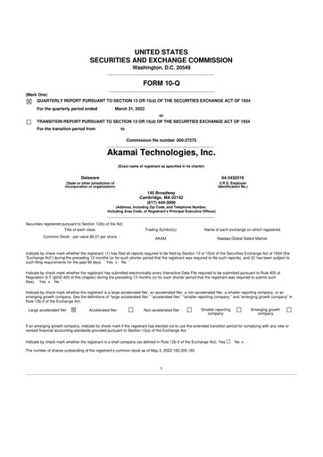 Thumbnail Akamai
 10-Q Quarterly Report FY2022 
