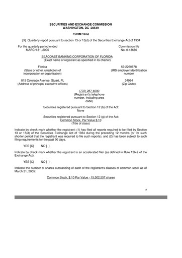 Thumbnail Seacoast Banking 10-Q Quarterly Report FY 