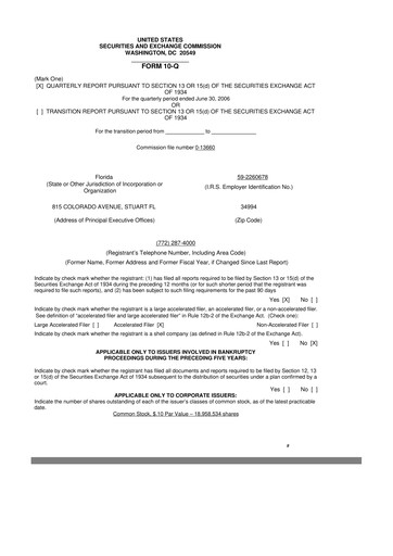 Thumbnail Seacoast Banking 10-Q Quarterly Report FY 