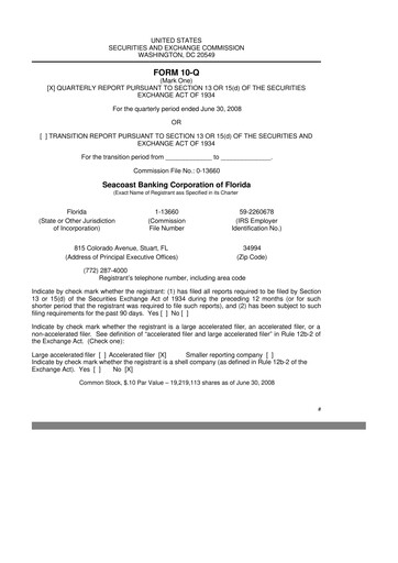 Thumbnail Seacoast Banking 10-Q Quarterly Report FY 