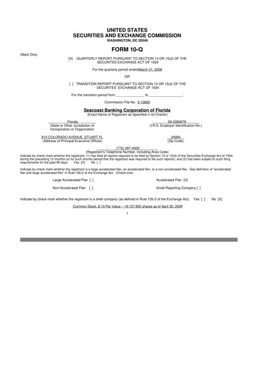 Thumbnail Seacoast Banking 10-Q Quarterly Report FY 