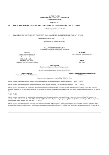 Thumbnail Palatin Technologies 10-K Annual Report 