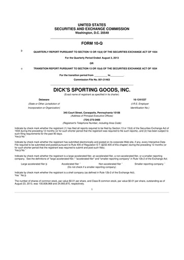 Thumbnail Dick's Sporting Goods
 10-Q Quarterly Report FY2013 