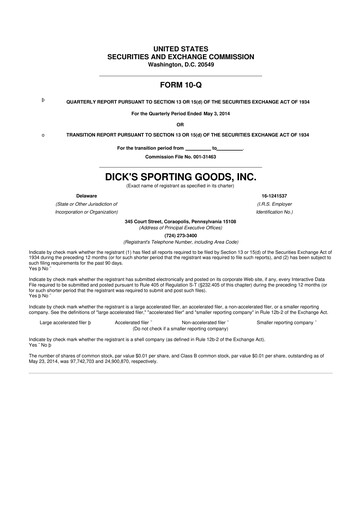 Thumbnail Dick's Sporting Goods
 10-Q Quarterly Report FY2014 