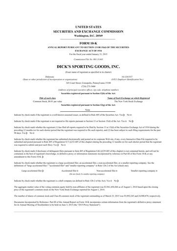 Thumbnail Dick's Sporting Goods
 10-K Annual Report 2014