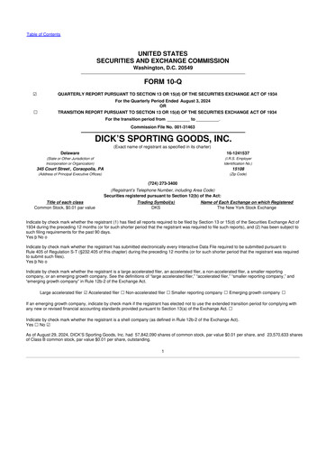 Thumbnail Dick's Sporting Goods
 10-Q Quarterly Report FY2024 