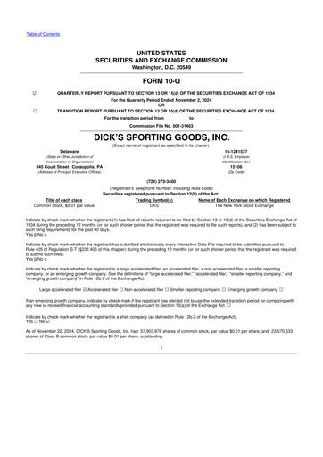 Thumbnail Dick's Sporting Goods
 10-Q Quarterly Report FY2024 