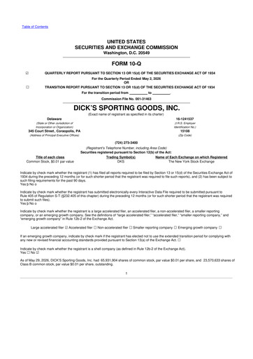 Thumbnail Dick's Sporting Goods
 10-Q Quarterly Report FY2026 