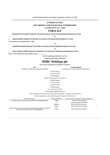 Miniature HSBC 20-F Rapport annuel 2021