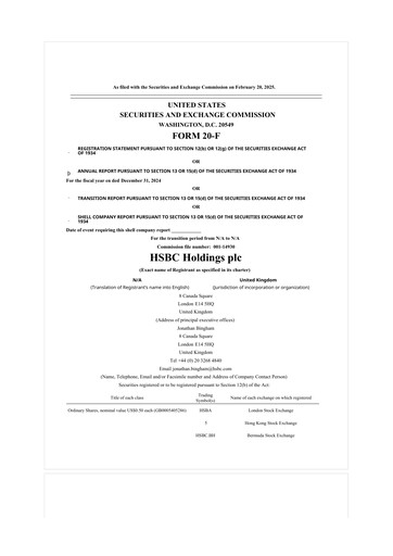 Miniature HSBC 20-F Rapport annuel 2024