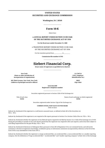 Thumbnail Siebert Financial 10-K Annual Report 