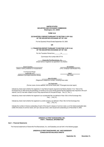 Thumbnail Southern First Bancshares 10-Q Quarterly Report FY 