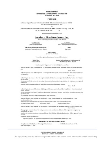 Thumbnail Southern First Bancshares 10-K Annual Report 