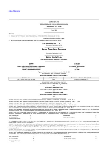 Thumbnail Lamar Advertising 10-K Annual Report 2025