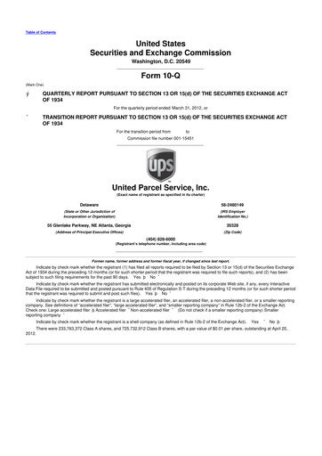 Miniature United Parcel Service 10-Q Rapport trimestriel 2012 