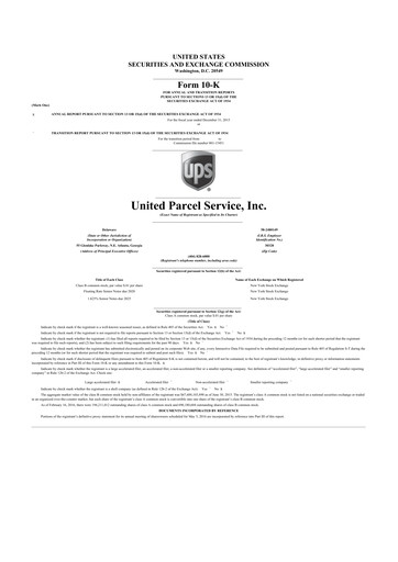 Thumbnail United Parcel Service 10-K Annual Report 2015