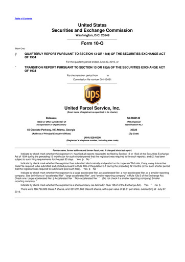 Miniature United Parcel Service 10-Q Rapport trimestriel 2016 