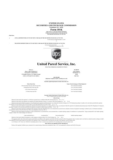 Thumbnail United Parcel Service 10-K Annual Report 2016