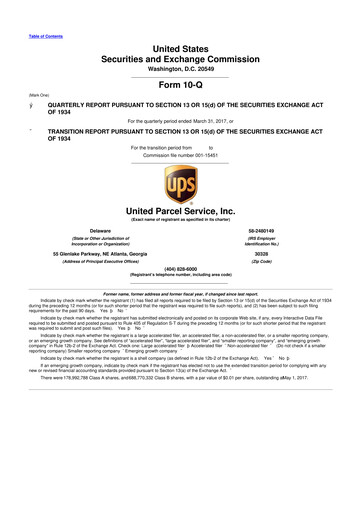 Miniature United Parcel Service 10-Q Rapport trimestriel 2017 