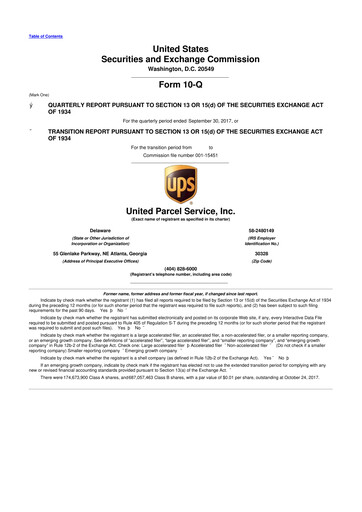 Miniature United Parcel Service 10-Q Rapport trimestriel 2017 