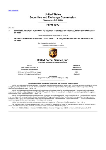 Miniature United Parcel Service 10-Q Rapport trimestriel 2018 