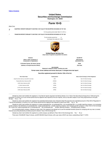 Miniature United Parcel Service 10-Q Rapport trimestriel 2019 