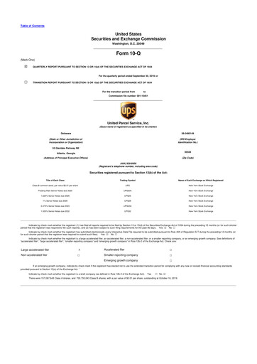 Miniature United Parcel Service 10-Q Rapport trimestriel 2019 
