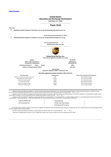 Miniature United Parcel Service 10-Q Rapport trimestriel 2020 