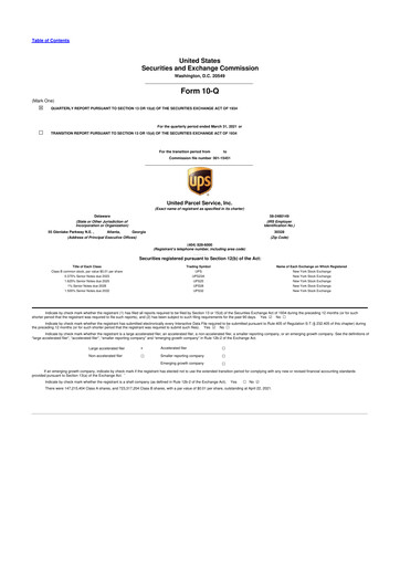 Miniature United Parcel Service 10-Q Rapport trimestriel 2021 