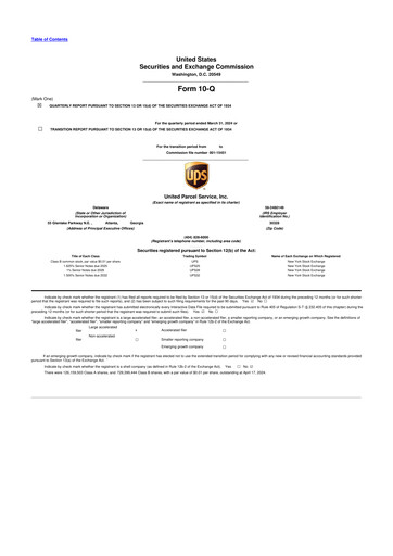Miniature United Parcel Service 10-Q Rapport trimestriel 2024 