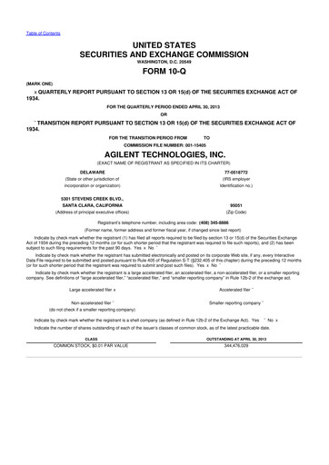 Vorschaubild Agilent Technologies 10-Q Quartalsbericht 2013 