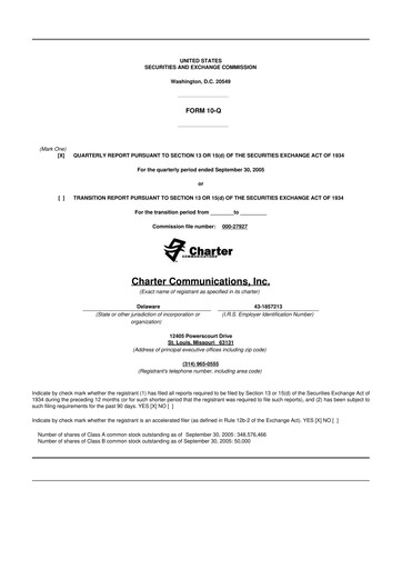 Thumbnail Charter Communications 10-Q Quarterly Report FY 