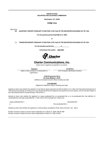 Thumbnail Charter Communications 10-Q Quarterly Report FY 