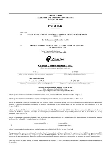 Thumbnail Charter Communications 10-K Annual Report 