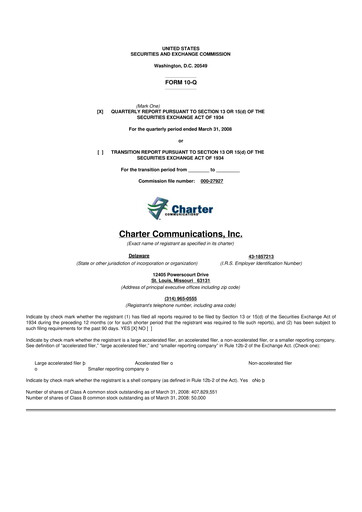 Thumbnail Charter Communications 10-Q Quarterly Report FY 