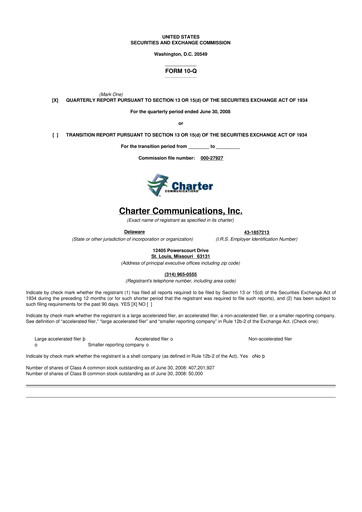 Thumbnail Charter Communications 10-Q Quarterly Report FY 