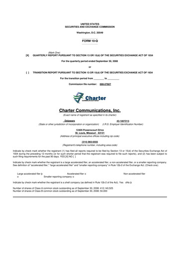 Thumbnail Charter Communications 10-Q Quarterly Report FY 